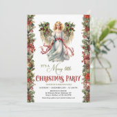 エレガントヴィンテージビクトリアンエンジェルレトロクリスマス 招待状 (スタンド正面)