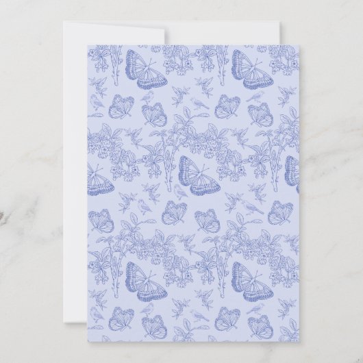 エレガントヴィンテージビクトリアンクレストブルー対シャワー 招待状 (裏面)