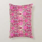 エレガントヴィンテージビクトリアンピンク花柄 アクセントクッション (正面(垂直))