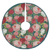 エレガントヴィンテージビクトリアンフローラバラピンクレッド ブラッシュドポリエステルツリースカート (正面)