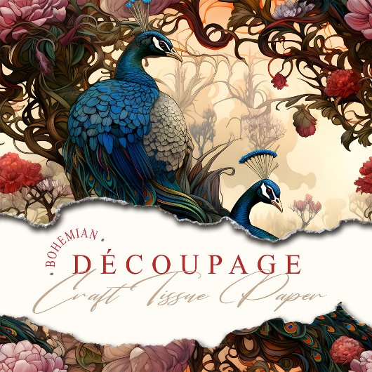 エレガントヴィンテージビクトリアンボホピーコックス 薄葉紙