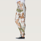 エレガントヴィンテージビクトリアンボホ葉の背景 | レギンス (左)