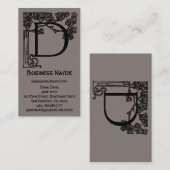 エレガントヴィンテージビクトリアンモノグラム文字D,木 名刺 (正面/裏面)