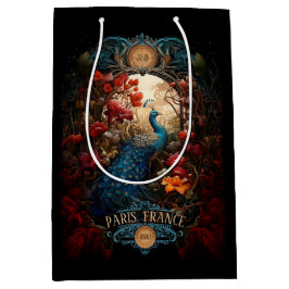 エレガントヴィンテージビクトリアン孔雀ロマンチック ミディアムペーパーバッグ