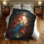 エレガントヴィンテージビクトリアン孔雀 フリースブランケット