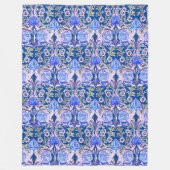 エレガントヴィンテージビクトリアン青い花模様 フリースブランケット (正面)