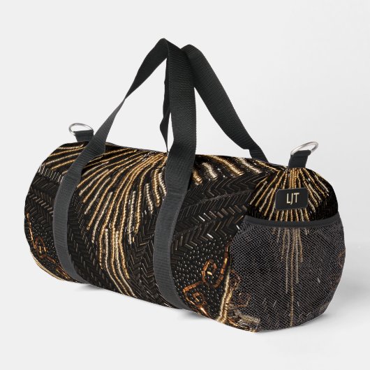 エレガントヴィンテージビーズの外観金ゴールドと黒 ダッフルバッグ (右コーナー)