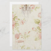 エレガントヴィンテージピフランスのンクフローラシャンデリア 便箋 (正面/裏面)