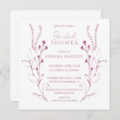 エレガントヴィンテージピンクつる植物&フラワーズブライダルシャワー 招待状 (正面/裏面)