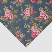 エレガントヴィンテージピンクのバラ – ブルー背景 薄葉紙 (詳細)