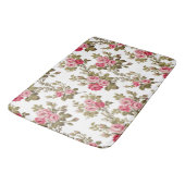 エレガントヴィンテージピンクのバラ – 白の背景 バスマット (アングル)