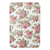 エレガントヴィンテージピンクのバラ – 白の背景 バスマット (正面縦)