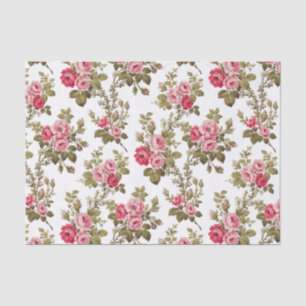 エレガントヴィンテージピンクのバラ – 白の背景 薄葉紙