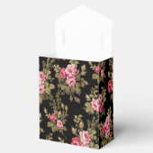 エレガントヴィンテージピンクのバラ – 黒の背景 フェイバーボックス (オープン)