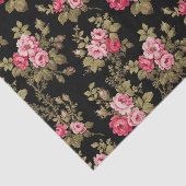 エレガントヴィンテージピンクのバラ – 黒の背景 薄葉紙 (詳細)