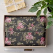 エレガントヴィンテージピンクのバラ – 黒の背景 薄葉紙 (ギフト)