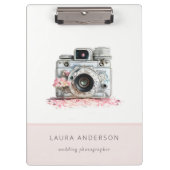 エレガントヴィンテージピンクフローラカメラ撮影 クリップボード (正面)