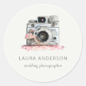 エレガントヴィンテージピンクフローラカメラ撮影 ラウンドシール (正面)