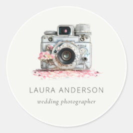 エレガントヴィンテージピンクフローラカメラ撮影 ラウンドシール