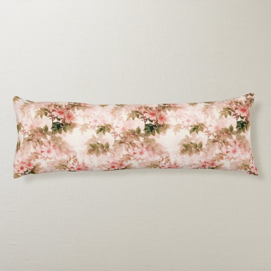 エレガントヴィンテージピンクフローラデザイン寝具 ボディピロー (裏面)