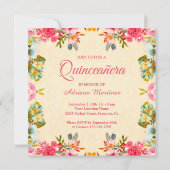 エレガントヴィンテージピンクフローラプリンセスキンセアニェラ 招待状 (裏面)