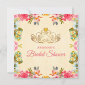 エレガントヴィンテージピンクフローラプリンセスブライダルシャワー 招待状 (正面)