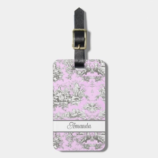 エレガントヴィンテージピンクフローラレイクトイレデジュイ ラゲッジタグ (正面縦)