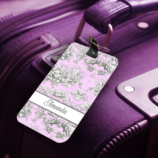 エレガントヴィンテージピンクフローラレイクトイレデジュイ ラゲッジタグ