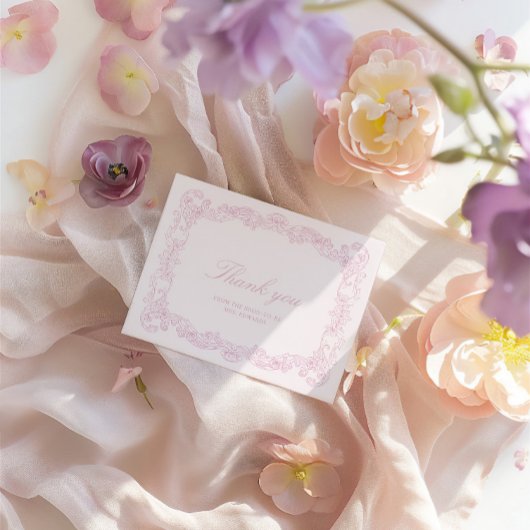 エレガントヴィンテージピンクブライダルシャワーサンキューカード サンキューカード