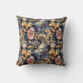 エレガントヴィンテージピンクブルー金ゴールドフローラ クッション (正面)