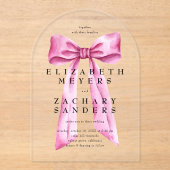 エレガントヴィンテージピンクボウ結婚ズ アクリル招待状 (正面)
