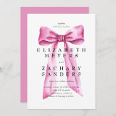 エレガントヴィンテージピンクボウ結婚ズ 招待状 (正面/裏面)