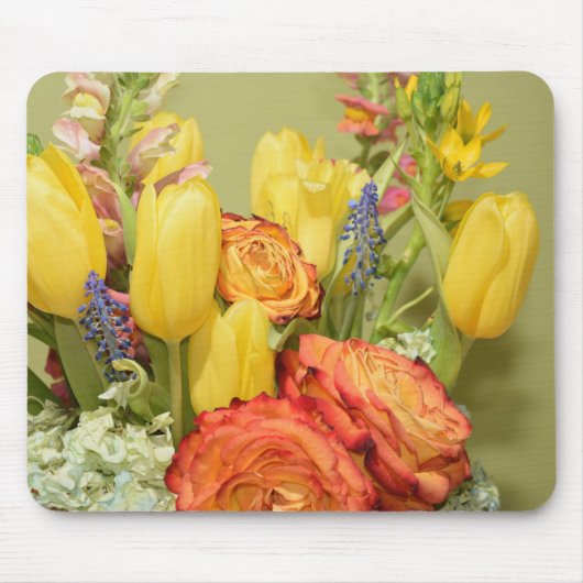 エレガントヴィンテージピンクレッドローズフローラマウスパッド マウスパッド (正面)