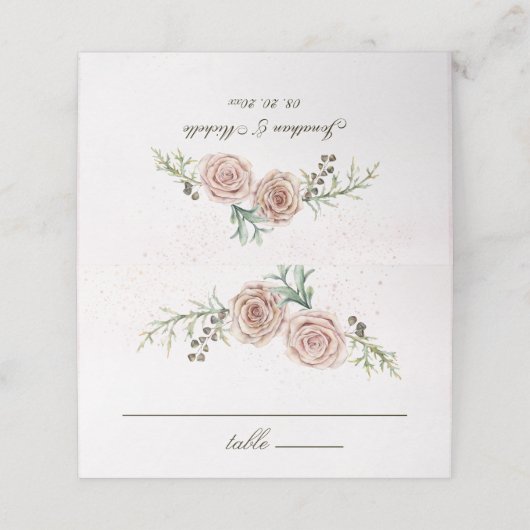 エレガントヴィンテージピンクローズ結婚ズ プレイスカード (外部開封)