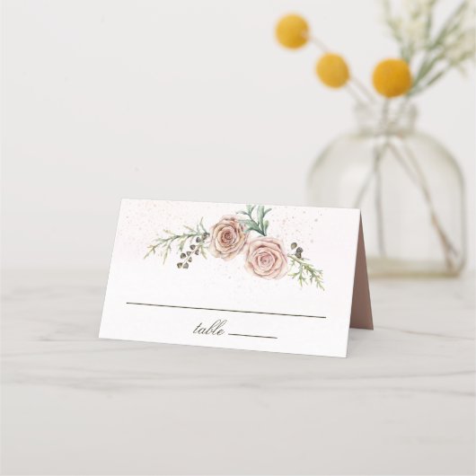 エレガントヴィンテージピンクローズ結婚ズ プレイスカード (正面)