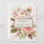 エレガントヴィンテージピンクローズ結婚ズ 招待状 (裏面)