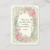 エレガントヴィンテージピンクローズ金ゴールド結婚フローラ  名刺 (正面)