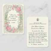 エレガントヴィンテージピンクローズ金ゴールド結婚フローラ 名刺 (正面/裏面)