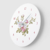 エレガントヴィンテージピンクローズ ラージ壁時計 (傾斜)