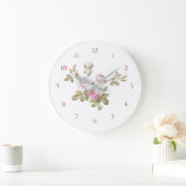 エレガントヴィンテージピンクローズ ラージ壁時計 (ホーム)