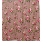 エレガントヴィンテージピンクローズ – 古いバラ背景 シャワーカーテン (正面)