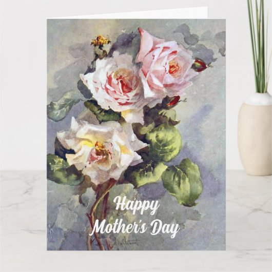 エレガントヴィンテージピンクローゼズウォーター絵画カラー カード (正面)