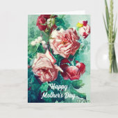 エレガントヴィンテージピンクローゼズウォーター絵画カラー カード (正面)