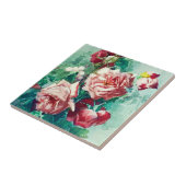 エレガントヴィンテージピンクローゼズウォーター絵画カラー タイル (側面)