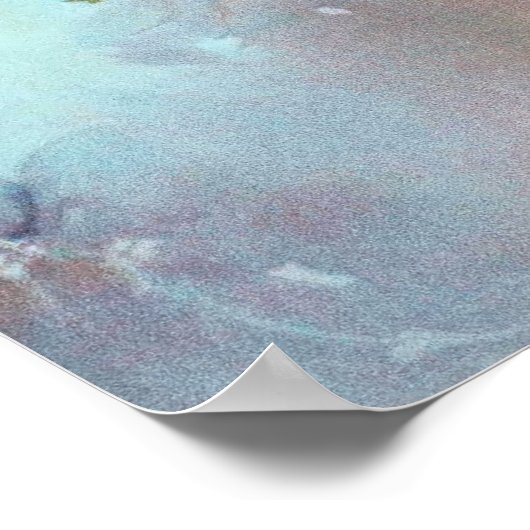 エレガントヴィンテージピンクローゼズウォーター絵画カラー ポスター (角)