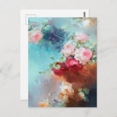 エレガントヴィンテージピンクローゼズウォーター絵画カラー ポストカード (正面/裏面)