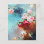 エレガントヴィンテージピンクローゼズウォーター絵画カラー ポストカード (正面)