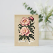 エレガントヴィンテージピンク牡丹フラワーありがとう ポストカード (スタンド正面)