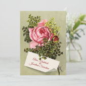 エレガントヴィンテージピンク結婚ローズ 招待状 (スタンド正面)