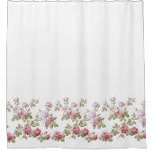 エレガントヴィンテージピンク縁どローズ シャワーカーテン (正面)